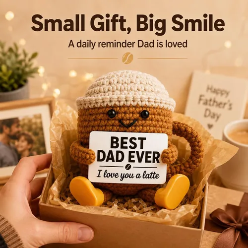 Miniatura 6 de Fathers Day Gift for Dad from Daughter Son, Dad Gifts Crochet Coffee Cup, Best Dad Ever I Love You Handmade Crochet Decor, Birthday Christmas Coffee