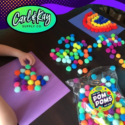 Miniatura 2 de Carl & Kay [300 piezas] 250 pompones de 1 pulgada y 50 ojos saltones - Pompones para manualidades - Pompones para manualidades en colores surtidos