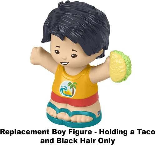 Miniatura 2 de Pieza de repuesto para Fisher-Price Little People Serve It Up Food Truck Playset - GTT73 ~ Figura de niño de repuesto que sostiene un taco ~ Pelo