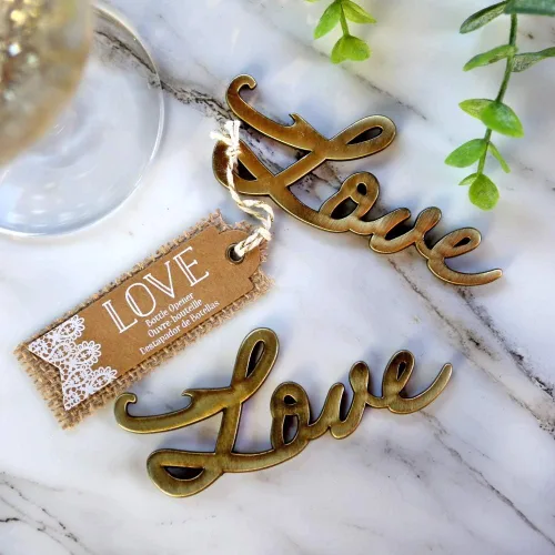 Miniatura 4 de Kate Aspen - Abridor de botellas antiguo "Love", color dorado