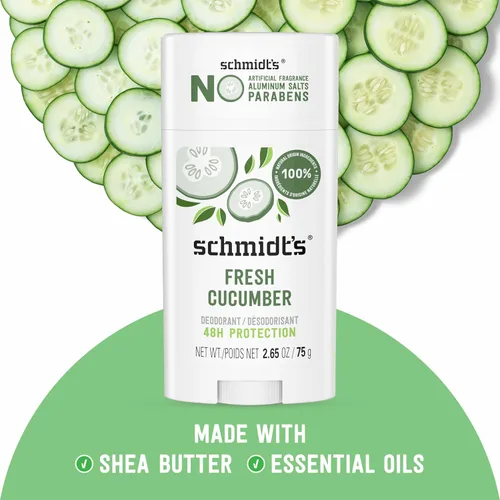 Miniatura 5 de Schmidt's Desodorante vegano sin aluminio, pepino fresco para mujeres y hombres, con protección contra olores las 24 horas, ingredientes naturales