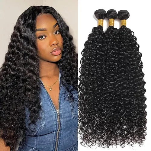 12A Brazilian Deep Wave Human Hair Bundles 14 16 18Inch 100% Unprocessed Brazilian Virgin Human Hair Weave 3Bundles Deep Wave Curly Hair Extensions