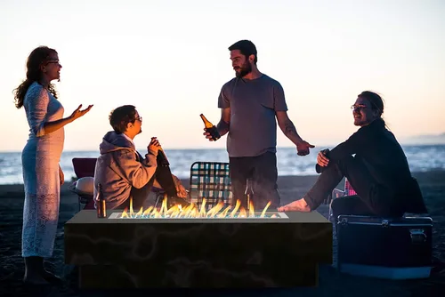 Miniatura 5 de Skyflame Sartén rectangular de acero inoxidable con quemador para interiores y exteriores, área de combustión de 30 x 10 pulgadas