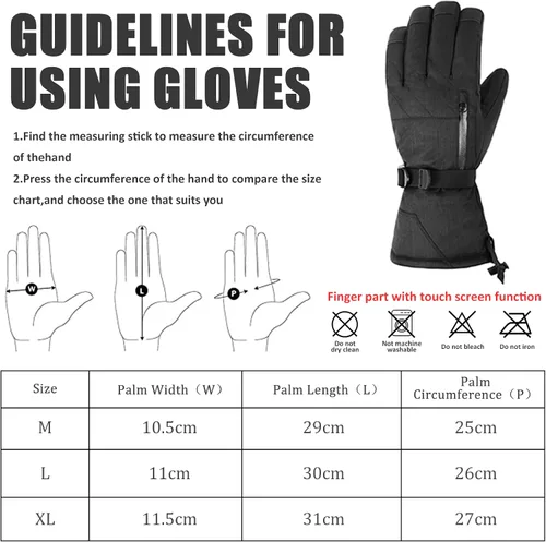 Miniatura 7 de Guantes de esquí para niños, guantes de nieve impermeables, guantes de snowboard para pantalla táctil, guantes de invierno con bolsillo para niños