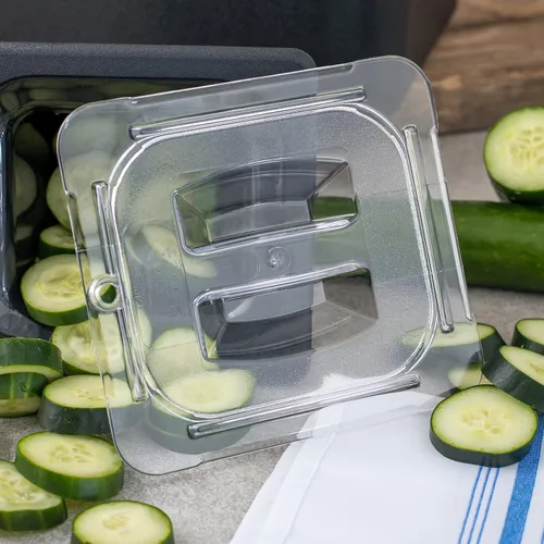 Miniatura 7 de Carlisle FoodService Products StorPlus - Tapa con asa, cubierta para bandejas de comida de tamaño 1/6, 6.88 x 6.31 pulgadas, 1 unidad, transparente