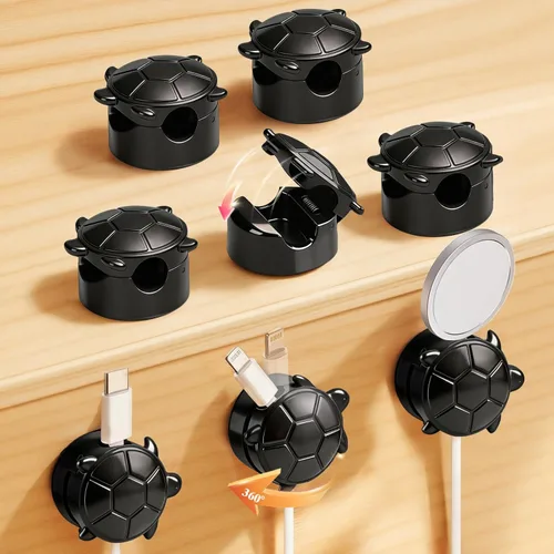 Lancord Paquete de 8 clips giratorios para cables, organizador de cables, soporte de cable de resorte para mesita de noche, soportes de cables para