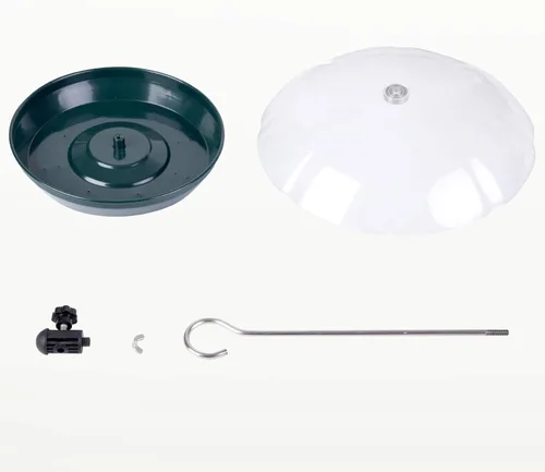Miniatura 7 de Comedero para pájaros Kingsyard ajustable para colgar al aire libre, comedero de bandeja de metal con parte superior abombada, atrae pájaros azules
