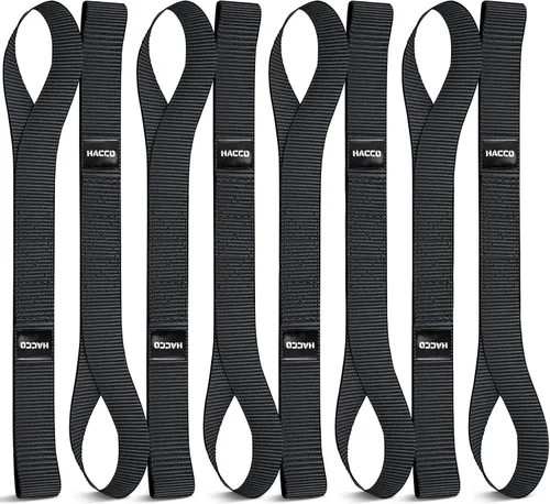 Haccoplanet Paquete de 8 correas de amarre de bucle suave para motocicleta, de 1.6 x 17 pulgadas, resistencia de rotura de 10000 libras, bucles de