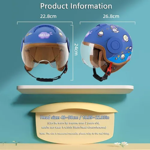 Miniatura 7 de Koliyn - Casco de motocicleta para niños aprobado por el Departamento de Transporte (DOT) - Casco medio para niños de 2 a 14 años - Niños y niñas