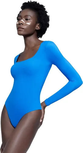 Miniatura 47 de PUMIEY Body sexy de manga larga con cuello cuadrado para mujer, colección Smoke Cloud