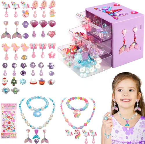 Miniatura 7 de Juguetes para edades de 5 a 7 años, joyería, juguetes para niñas de 8 a 10 años, aretes de clip, juguete para niñas pequeñas de 6 a 8 años, disfraz
