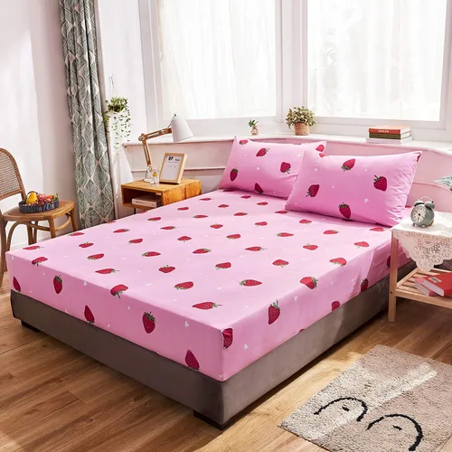 Miniatura 2 de LAMEJOR Juego de sábanas rosadas, tamaño individual, diseño de fresa roja Kawaii con bolsillos profundos de 14 pulgadas de profundidad, 4 piezas, 1