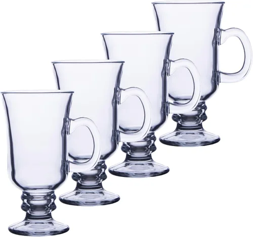 Miniatura 2 de Chefcaptain Juego de 4 vasos de café irlandés con pies, tazas de vidrio sin plomo de 10 onzas, tazas de café irlandés, aptas para lavavajillas