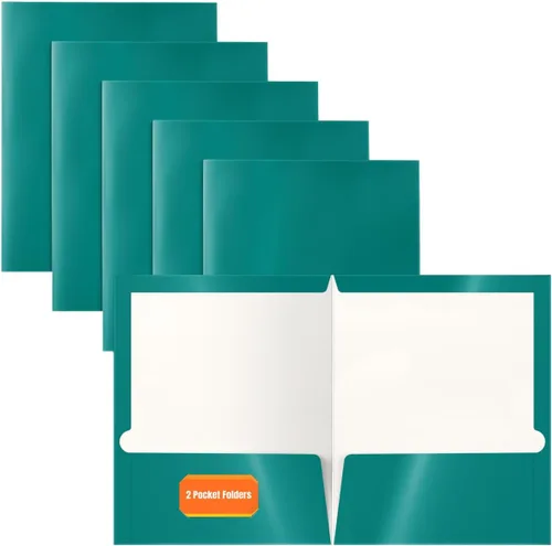 Miniatura 13 de Better Office Products Carpetas de papel azul laminado brillante de 2 bolsillos, tamaño carta, portafolios de papel azul, caja de 25