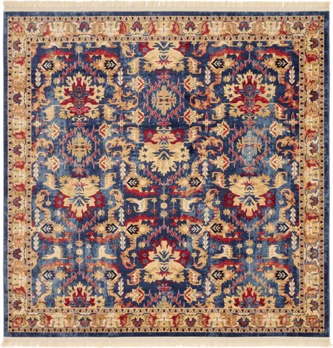 Miniatura 11 de Unique Loom District Collection - Alfombra geométrica de granja, rústica, con bordes, (4 pies x 6 pies, rectangular, azul/beige)