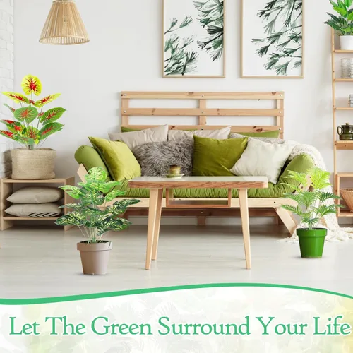 Miniatura 5 de Yunlly 4 plantas falsas altas de imitación plantas de interior para decoración del hogar de 32 pulgadas, palmera artificial tropical, árbol de hojas
