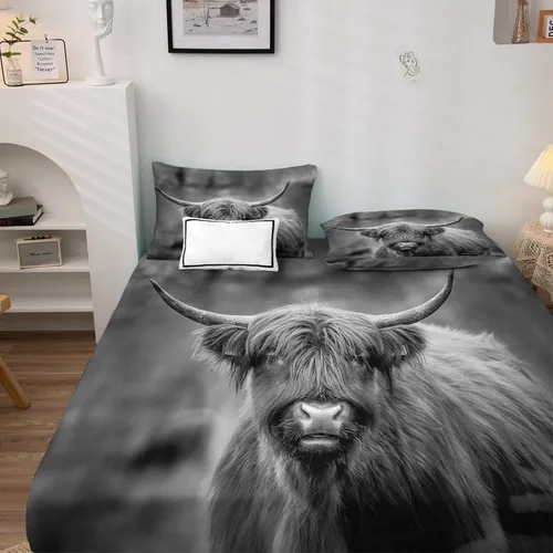 Miniatura 3 de Juego de sábanas de vaca tamaño individual, sábanas de microfibra suave y bolsillo profundo, sábanas y fundas de almohada estampadas sin arrugas, 3