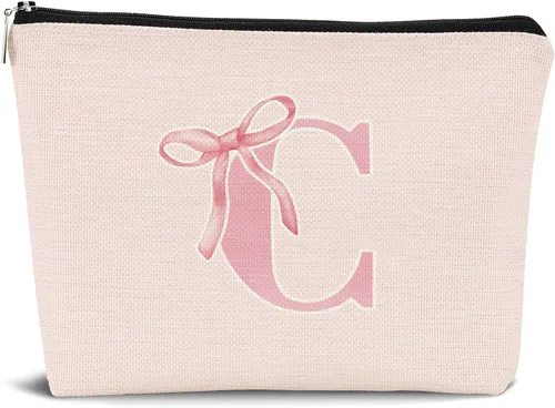 Miniatura 17 de Coquette - Bolsa de maquillaje con lazo, inicial K, regalos personalizados para chicas adolescentes, regalos con monograma lindos y modernos preppy