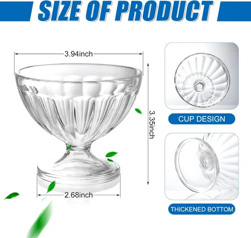 Miniatura 2 de 24 cuencos de plástico de 8 onzas para postre para helado de helado a granel, tazas de batido de pies transparentes a granel, tazón pequeño