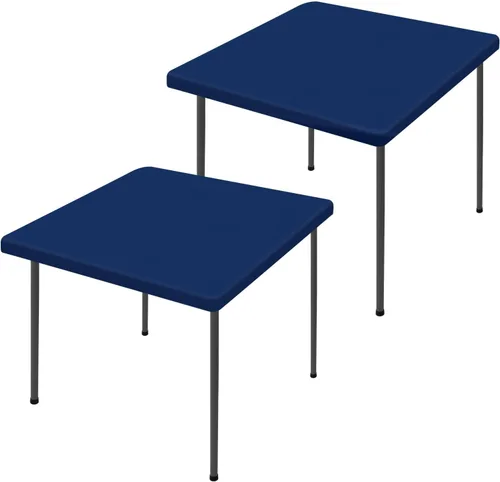 Miniatura 52 de Moosfor Paquete de 2 manteles rectangulares de elastano de 4 pies, elásticos y ajustables para pícnic, cubierta de mesa de patio elástica y lavable