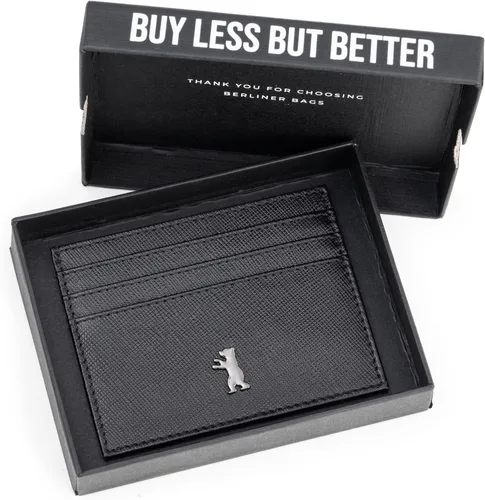 Miniatura 5 de BERLINER BAGS Funda de piel prémium para tarjetas, tarjetero con bloqueo RFID para hombres y mujeres, Negro -, Minimalista