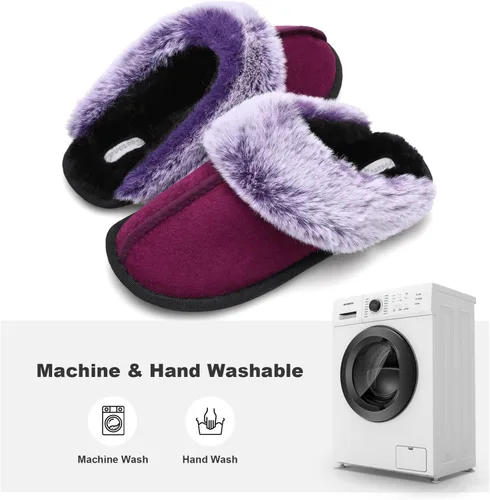 Miniatura 4 de Besroad Pantuflas de invierno peludas para la casa, sandalias de felpa de piel sintética esponjosas, zapatos cálidos para mujer