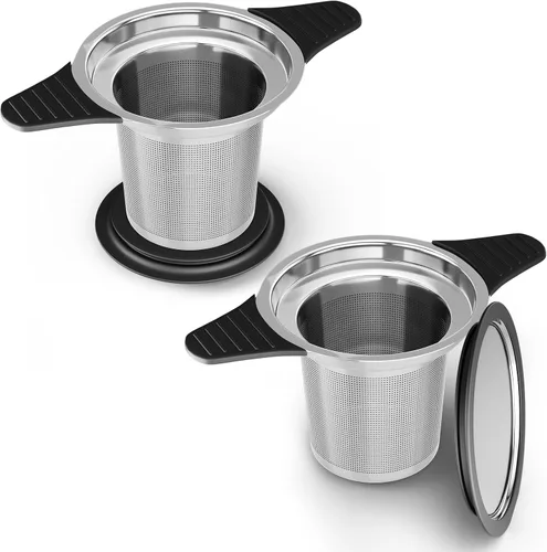 Miniatura 12 de Reinmoson Coladores y Filtros Grandes para Té Suelto de Una Taza, Infusores de Té de Malla Extra Fina de Acero Inoxidable 304 y Silicona de Grado