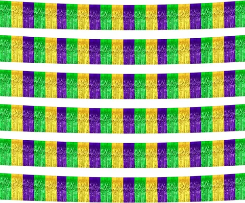 Miniatura 7 de Pack de 6 Guirnaldas de 10 Pies de Flecos de Aluminio con Serpientes de Oropel Bandera Colgante de Pared Telón de Fondo Bandera para Flotas