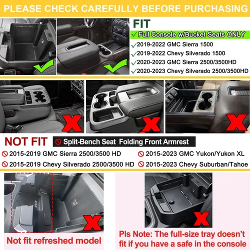 Miniatura 2 de PIMCAR Organizador de reposabrazos de consola de tamaño completo compatible con Chevy Silverado/GMC Sierra 1500 2019-2022 y 2020-2023 Rojo