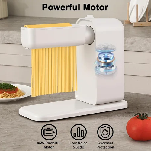 Miniatura 4 de Máquina eléctrica para hacer pasta, máquina para hacer pasta 3 en 1, incluye rodillo de pasta cortador de espaguetis y cortador de fettuccine