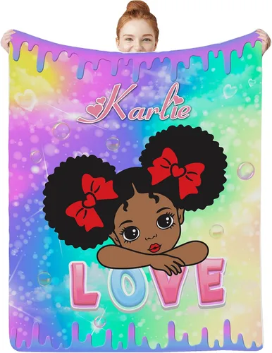Miniatura 17 de Artsadd Manta facial personalizada de princesa para niñas, personalizada con cara de niños, manta personalizada para niños, nombre de foto de bebé
