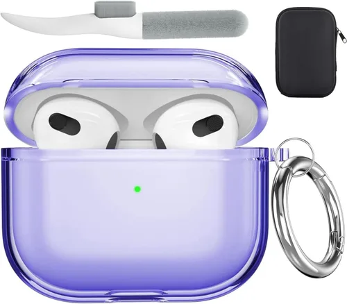 Miniatura 9 de Valkit - Funda transparente protectora para estuche de AirPods, con llavero, poliuretano termoplástico suave, a prueba de golpes, compatible