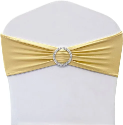 Miniatura 30 de Cintas elásticas de elastano para sillas 50 unidades, lazos elásticos para sillas con hebilla deslizante para decoración de bodas, fiestas, Azul bebé