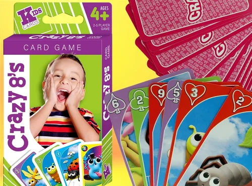 Miniatura 3 de JA-RU Juego de cartas de Crazy 8 (4.7 x 3 pulgadas) clásico juego de cartas Crazy Eights para niños, divertidos juegos de recreo interior para aula
