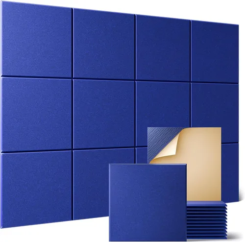 Miniatura 50 de Sonicism Paquete de 12 paneles acústicos forrados en X con autoadhesivo, paneles de espuma a prueba de sonido de 12 x 12 x 0.4 pulgadas, paneles