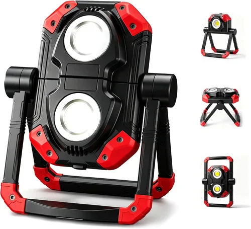 Miniatura 9 de Yzoni Luz de Trabajo LED Recargable, 2 COB 2500LM Luz de Inundación Plegable Portátil con Base Magnética y Soporte de Rotación de 360°, Focos