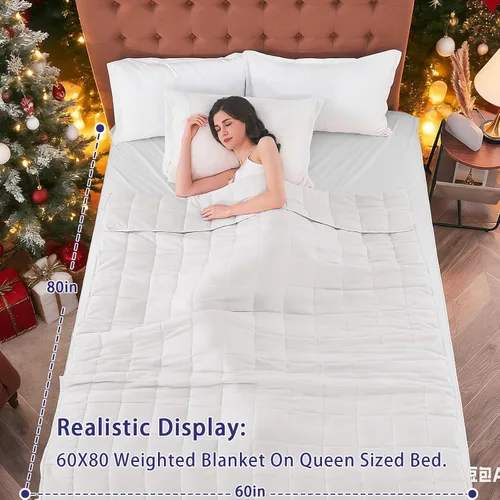 Miniatura 128 de Yescool - Manta con peso para adultos (15 libras, 60 x 80 pulgadas, azul), manta de enfriamiento pesada para dormir, 140-160 libras, manta