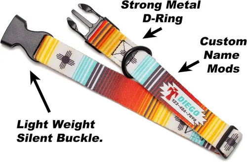 Miniatura 4 de Western Serape Dog Collar Personalized (X-Small 5/8")