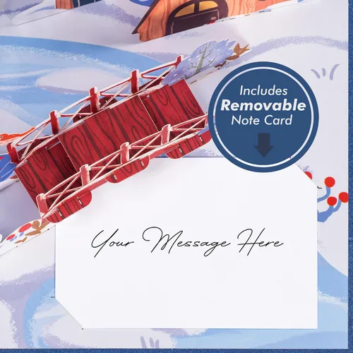 Miniatura 6 de Paper Love Tarjeta desplegable 3D de Navidad de pueblo mágico, regalo para invierno, Navidad o fiestas, portada de 5 x 7 pulgadas, incluye sobre