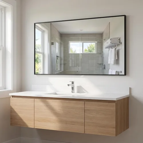 Miniatura 24 de BEAUTYPEAK Espejo de pared rectangular dorado de 24 x 36 pulgadas con marco de metal, se cuelga horizontal o vertical para sala de estar