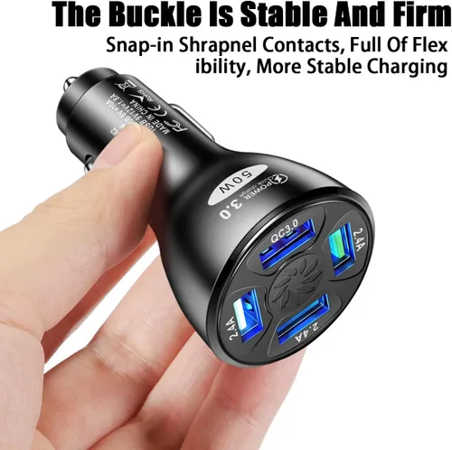 Miniatura 5 de Ankuee Cargador de coche USB, 4 puertos de 50 W con carga QC 3.0 súper rápida, adaptador de cargador USB para encendedor de cigarrillos, accesorios