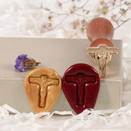 Miniatura 3 de Sello de cera 3D con cruz de Jesús, sello de iglesia, boda, cristianos, lugares de culto, sello cruzado de madera, mango retro, idea creativa