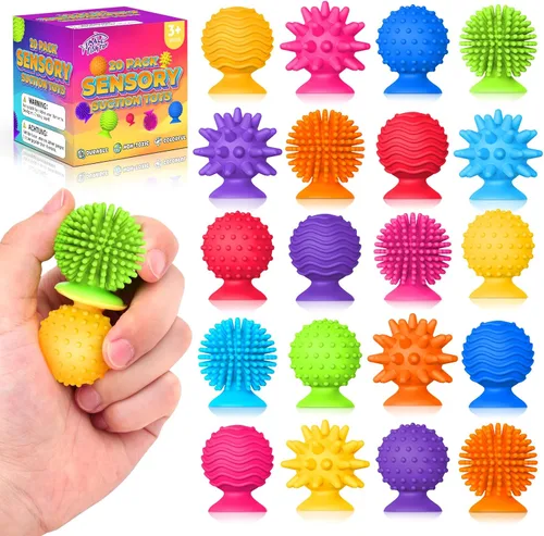 Miniatura 8 de Juguetes sensoriales para niños y adultos: juguetes con ventosa texturizada para autismo - Sensorial blandito para baño en el aula - Juego de 8