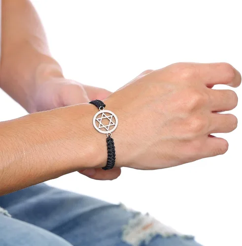 Miniatura 6 de MEALGUET 1-5 pulseras de acero inoxidable con dije de estrella de David trenzadas, joyería judía, regalo religioso para hombres y mujeres, Metal