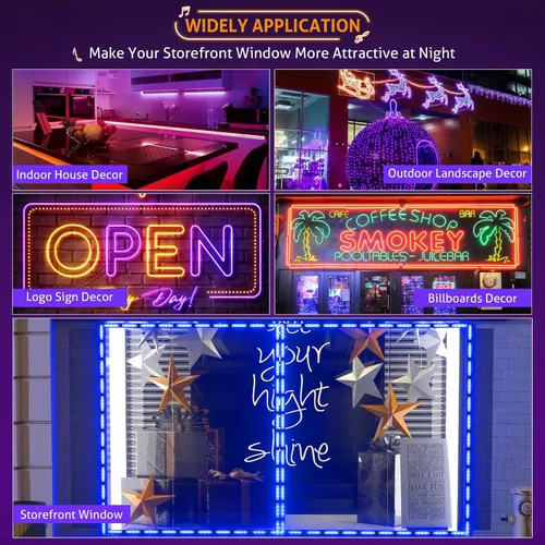 Miniatura 6 de WICHEMI Luces LED para escaparate, Bluetooth, control de aplicación, módulos LED para letreros de 100 pies, 200 unidades, 3 LED, 5050 SMD, RGB, tira
