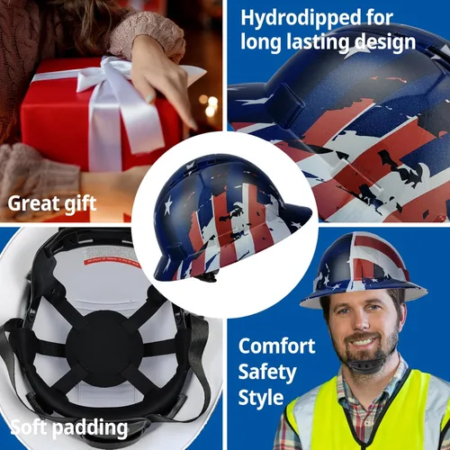 Miniatura 6 de Casco de seguridad OSHA de ala completa, casco de seguridad duradero y ligero de fibra de carbono, equipo de protección de suspensión de trinquete