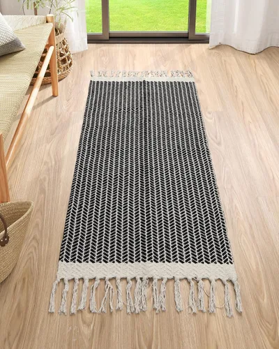 Miniatura 39 de Lahome Alfombras de baño bohemias, alfombra pequeña de 2 x 3 pies, alfombra ligera para entrada, alfombra de algodón tejida con borlas, alfombra