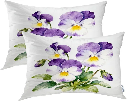 Miniatura 14 de Batmerry Flowers with Stems Throw Pillow Covers, Beautiful Floral Decorative Pillow Covers Digital Printing Blended for Couch Sofa Bed Invisible