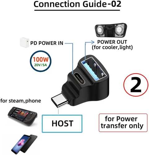 Miniatura 6 de 10Gbps USB3.0 tipo C macho a OTG dual tipo-A y tipo-C hembra divisor de alimentación y datos con ángulo compatible con Steam Deck portátil