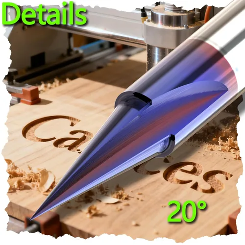 Miniatura 8 de Juego de brocas de grabado CNC para tallado de madera, vástago de 1/4 de pulgada, 15°, 20°, 60°, 90°, brocas de grabado con revestimiento nano azul
